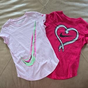 Nike Kids' Pink and Red Tees with Graphic Designs